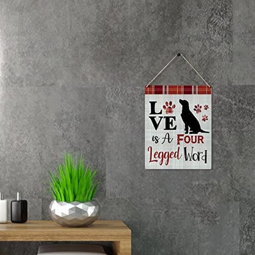 Poklon seoska kuća za ljubavnice za pse je četverostruka riječ drvena viseća plak plak moderni zidni dekor za ukrašavanje kuće 10 x