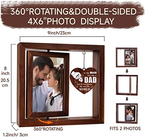 Pokloni za tatu - Plutajući foto okvir Darovi, rođendanski pokloni za tatu okvir slike - odgovara 2*4x6 360 ° rotirajući okvir za fotografije