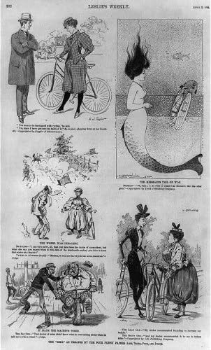 PovijesneFindings Foto: Bike su liječili četiri smiješna rata, 1896, crtani filmovi, bicikli, žene, humor