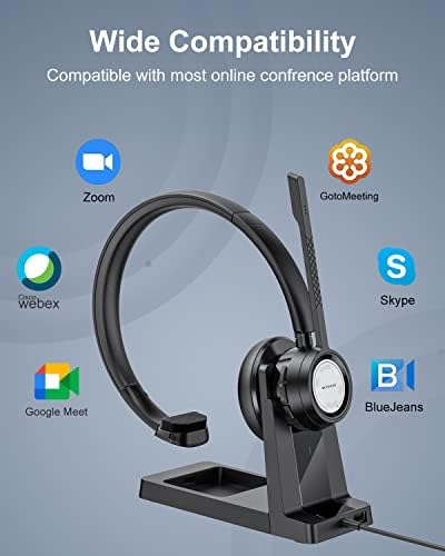 Wyhoo Bluetooth slušalice bežične slušalice s mikrofonom AI otkazivanje buke, besplatne ruke na uhu bluetooth slušalice s USB dongle