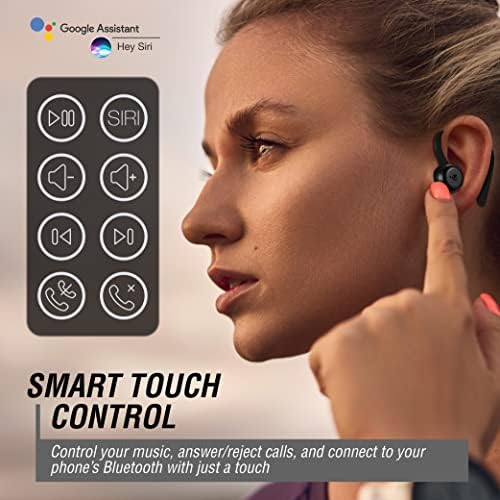 Volkano Momentum Series Sportske ušice Bluetooth Wireless - Bežične slušalice s uklonjivim kukama za uši, vodootporne prave bežične