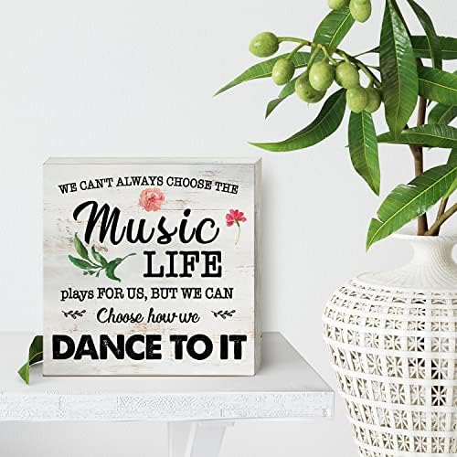 Ne možemo uvijek odabrati Music Life Wood Box Sign Dekor za dom Rustikalni inspiracijski citat drvene kutije Blok plak za zidni stol