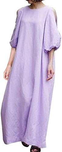 Halter Ljetna haljina Ženska čvrsta boja okrugli vrat bez naramenica, mjehurić s mjehurićima od srednjeg rukava.