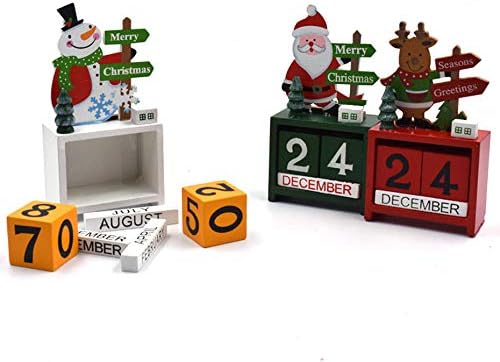 Božićni kalendar odbrojavanja drveni blokovi vječni stolni kalendar Jelen snjegović Djed Mraz Retro Božić ručno izrađen za uređenje