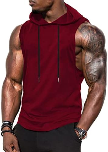 Lecgee muški sportski hoodie bez rukava bez rukava za vježbanje teretana mišićna majica za bodybuilding s džepom