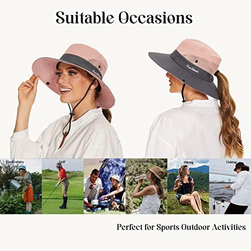 Zando Womens Sunčev šešir s rupom za konjski rep za žene sklopivi sunčani šeširi za žene UV zaštita širokog vrha ljetni ribolovni šešir