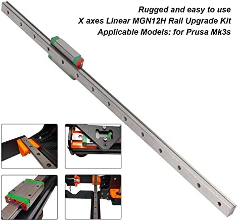 Vifemify 3D pisač Linearni željeznički X Axes Linear MGN12H Rail Upgrade Kit Pribor za 3D pisača Mk3s