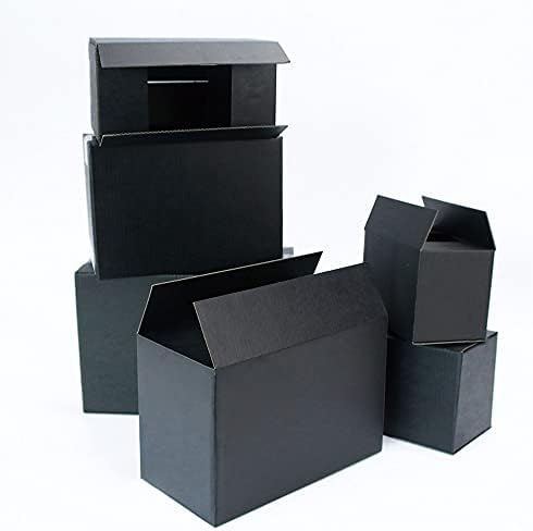 5914 5pcs / 10pcs Crna kartonska 3-slojna valovita poklon kutija za pakiranje nakita, mala kutija za pohranu darova