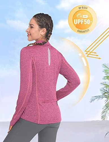 Little magarac Andy ženska lagana četvrtina zip pulover, UPF 50 atletskih košulja s dugim rukavima za trčanje golf treninga