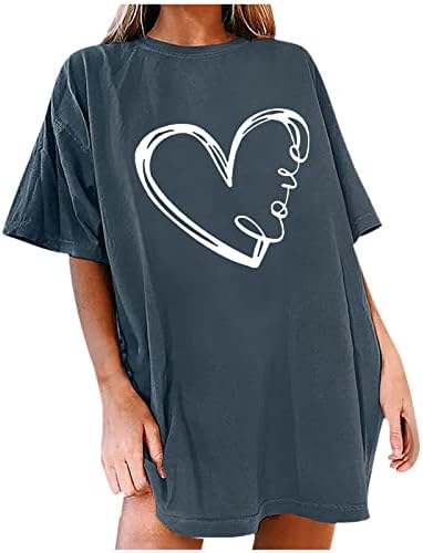 Ljetni kratki rukavi labavi majica vrhovi Ljubavni grafički majica za žene plus vintage bluze veličine okrugli vratni majica