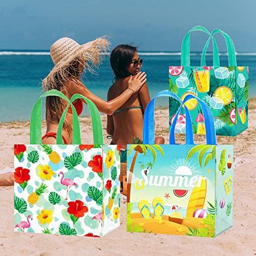 HAWAII Ljetne poklon torbe za zabavu 12pcs ljetni bazen plaža plaža ananasa lubenica Flamingo Tema Netkane poklon poslastice s ručkama