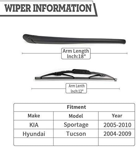 Hodee stražnji brisač noža matice set za zamjenu za Kia Sportage 2005-2010, Hyundai Tucson 2004-2009, sklop pribora za poklopac stražnjeg