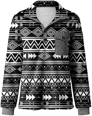 Wenkomg1 mens aztec uzorci pulover, nejasni redovni fit džemper etnički dugi rukavi pahuljasti udoban stalak za ovratnik vanjska odjeća