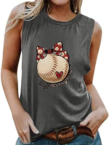 Majice s bejzbolskim printom za žene, ljetne tunike s naramenicama bez rukava, labavi kroj, Ležerne udobne majice za trčanje, vrhovi