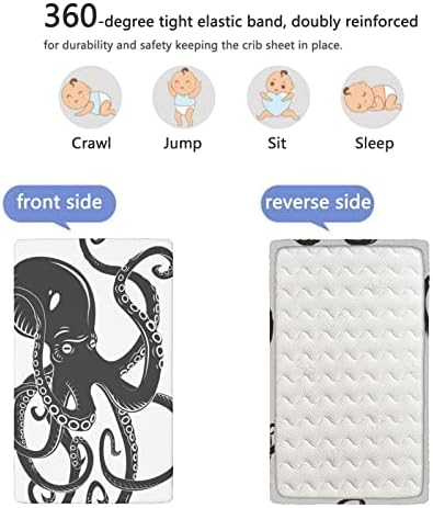 Octopus tematske plahte mini krevetića, prijenosni mini krevetići ultra meki materijal - listovi za dječje krevetiće za djevojčicu