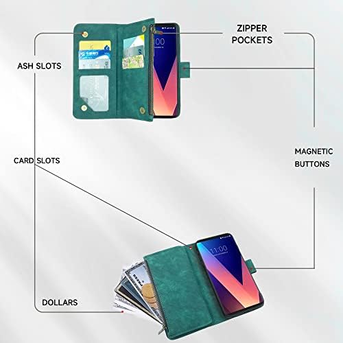Kompatibilan s torbicom-novčanikom LG V35 ThinQ V30 Plus i stalak za kreditne kartice premium klase od vintage kože, s gornjim poklopcem