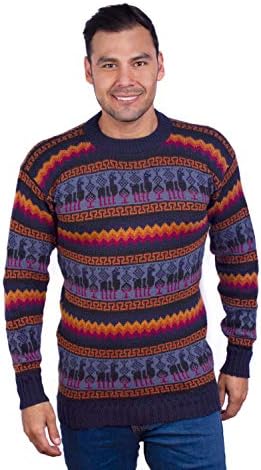 Inti alpaca Crewneck Navy Blue Alpaca džemper za muškarce - Zimsko pulover