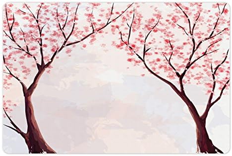 Prijenosna Japanska prostirka za kućne ljubimce za hranu i vodu, Japanska Sakura s cvjetovima trešnje, proljetni stil akvarela u zemlji,