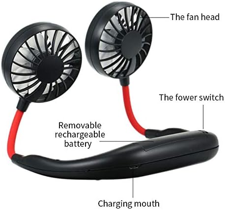 Amberqin Osobni ventilator za vrat besplatni osobni ventilator Podesivi Mini USB nosivi vrat Double ventilator Dizajn slušalica Ponovni