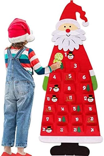 Božićni adventski kalendar, Kalendar božićnih ukrasa za djecu s odbrojavanjem od 24 dana, zidni ukrasi za vješanje vrata, siva