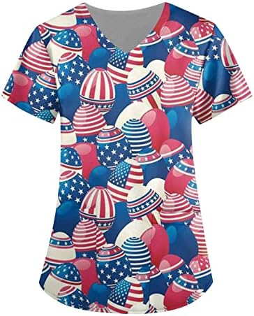 Ujednačena košulja za piling bluze Dan neovisnosti Tiskanje košulje s kratkim rukavima s kratkim rukavima Radeći labave ženske pilinge