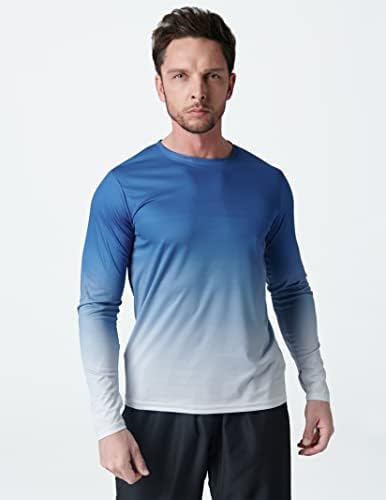 3 pakiranje: muške majice s dugim rukavima, suha fit UV zaštita od sunca na otvorenom za planinarenje atletski aktivni vrhovi s rupama