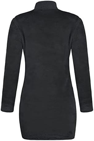 Ženska midi džemper haljina okrugli vrat dugi rukav plišani džemper odjeljak za vrat džemper pletene haljine