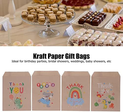 48pcs Kraft papirnate vrećice za poslastice smeđe poklon vrećice ravna poklon vrećica vrećice za robu papirnate poklon vrećice s naljepnicama