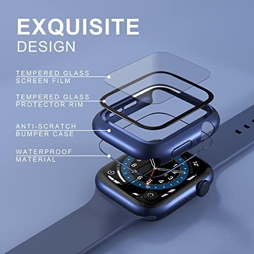 Beuxece vodootporna kućišta kompatibilna s Apple Watch futrolom 40 mm 44 mm, za IWatch Series 4 5 6, s utikanim staklenim filmskim