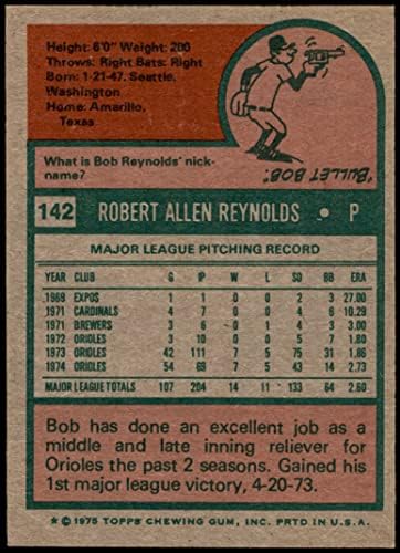 1975. Topps 142 Bob Reynolds Baltimore Orioles NM Orioles