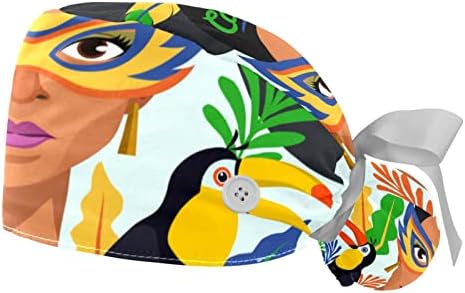 2 komada Rio Carnaval lijepa žena papiga radni šešir Bouffant CAP Jedna veličina multi boja
