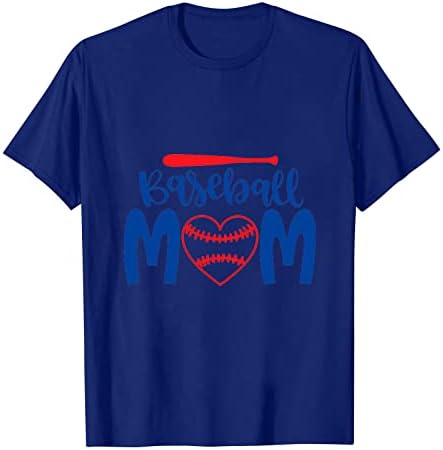 Bejzbol mama za žene softball srce grafičke gornje majice žensko pismo tiskano kratke rukave ljeto labave majice