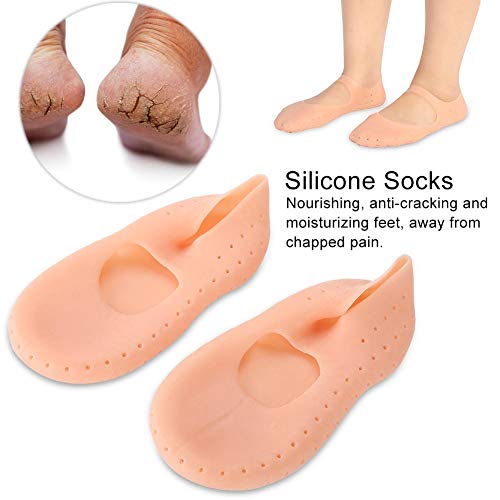 Silikonska čarapa, 1 par hidratantnih čarapa otpornih na pucanje, zaštitno sredstvo za njegu stopala, preventivne čarape za žene s