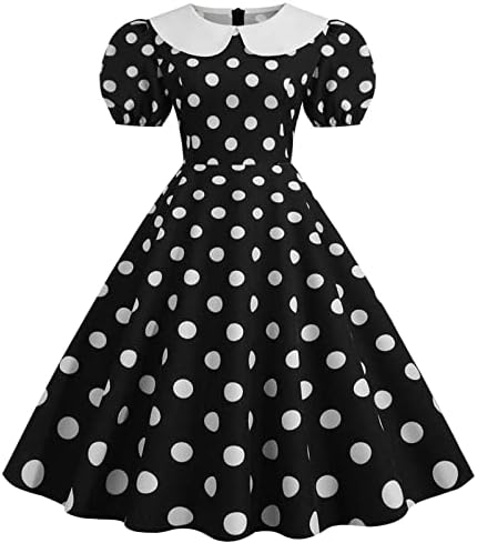 Haljina s džepovima, duga Ženska haljina s točkicama s printom iz 1950-ih, maturalna večernja haljina za domaćice, zabava kratkih rukava,