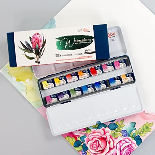 Rosa galerija set akvarela botanička jedinstvena paleta, pune tave 2,5 ml, metalna futrola, ekstra fini profesionalni akvareli