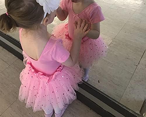 Dancina Girls Skirled Leotard iskra o baletu s kratkim rukavima s kratkim rukavima prednja strana