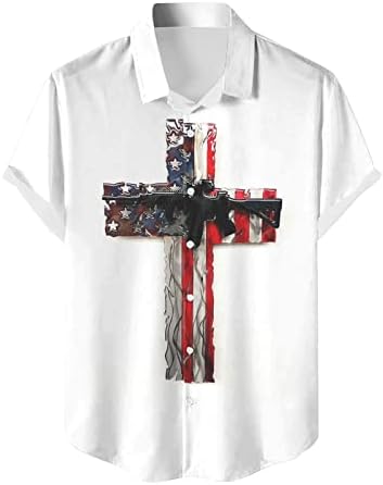 2023. Novi muški casual američki dan neovisnosti Print Patchwork Print majica Kratka rukava MUSKI FALE FIT