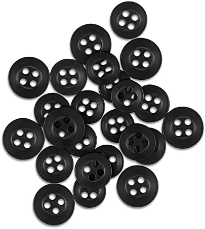 Buttonmode Standardni gumbi košulje 22pc set uključuje 8 prednjih gumba košulje, 7 gumba za rukave i 7 gumba za ovratnike, crni, 22-buttons