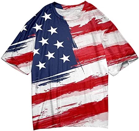 4. srpnja Ženske majice kratkih rukava s okruglim vratom, majice s prugama s američkom zastavom, domoljubna majica od tunike