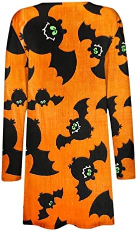 Halloween Women Cardigan, Pumpkin Cat Print Cardigans Dugi rukavi Otvoreni prednji pleteni džemper plus vrhovi veličine nadmašuju