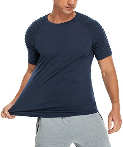 Nitagut muški mišićni trening majica naplaćeni raglan kratki rukavi u teretani atletski modni vrh vrh