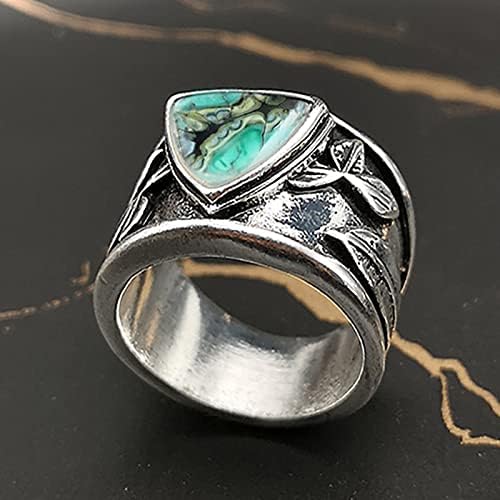 > Izvrsni ženski prsten Vintage tirkizni prsten sa srebrnim listom zaručnički prsten nakit pokloni, prstenovi za žene