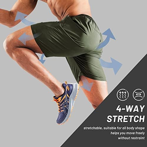 Mier muške brze kratke hlače s džepom s patentnim zatvaračem, elastični atletski trening vježbanje fitnes kratke hlače, 7 inča