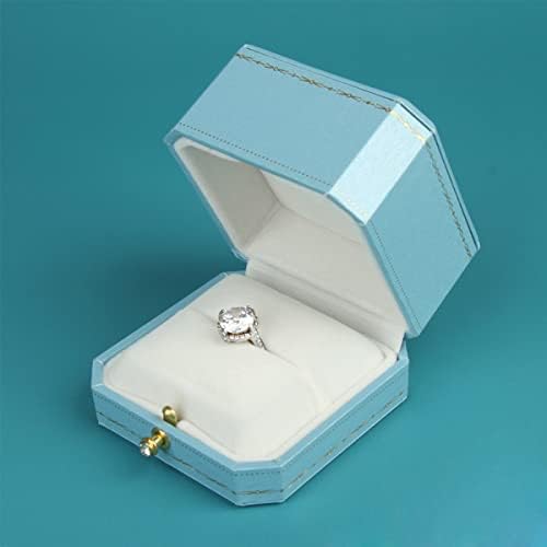 Kutija za prstenje, osmerokutni zaručnički prsten kutija za nakit kutija za pohranu poklon kutija za prosidbu, zaruke, Plava