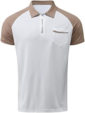 Muška ležerna modna gornja košulja s patentnim zatvaračima skrenula bluza patchwork strip Raglan kratki rukavi vrhovi majica pamuka