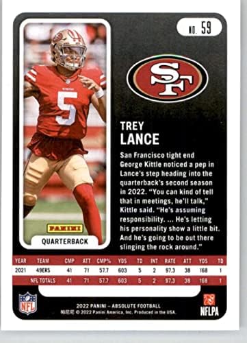 2022 Panini Apsolut 59 Trey Lance San Francisco 49ers NFL nogometna karta NM-MT