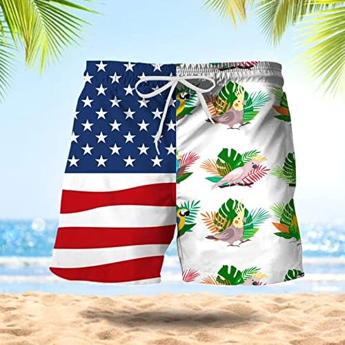 ADSSDQ 4. srpnja plivanje kratke hlače za muškarce, ljetne modne havajske plaže kratkih hlača Dan neovisnosti tiska privezane ploče
