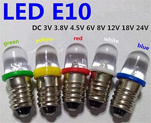 5pcs LED E10 3V 4.5 v 6V 8v 12V 24V Spiralna žarulja upozorenja Lampa opreme mjernog uređaja Indikator-Warm_White_DC24v