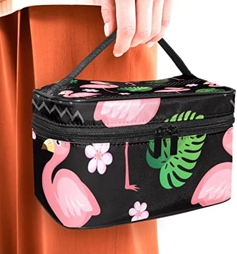 Pink Flamingo Ljetni lišće palmine torbe za šminku kozmetičke torbe Torba organizatora za šminku za žene i djevojke