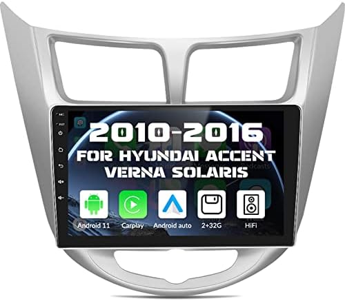 Apple CarPlay & Android Auto Car Stereo prijemnik, Android 11 Double DIN CAR radio za 2010- Hyundai Accent Verna Solaris s GPS/HIFI/WiFi,